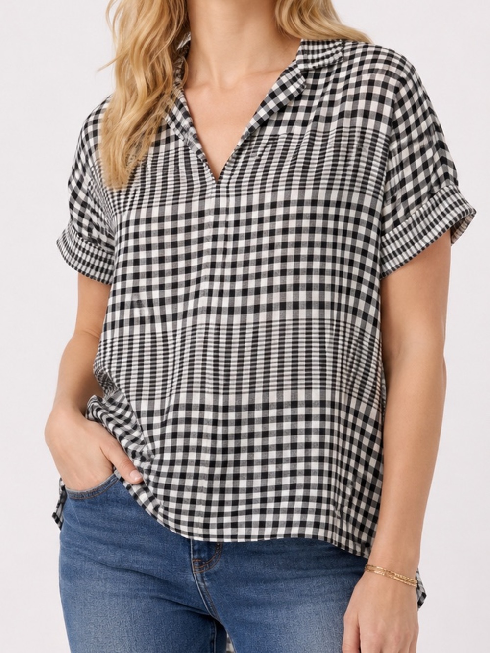 Madewell Breeney Plaid Double Faced Hayden Collar Popover Top Small